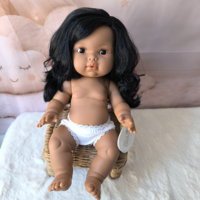 Poupée Mini Colettos ... cheveux noirs aux yeux noirs| Poupée à habiller