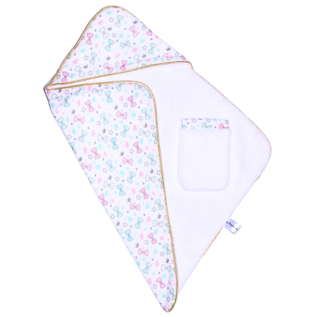 Cape de bain et gant de toilette noeuds