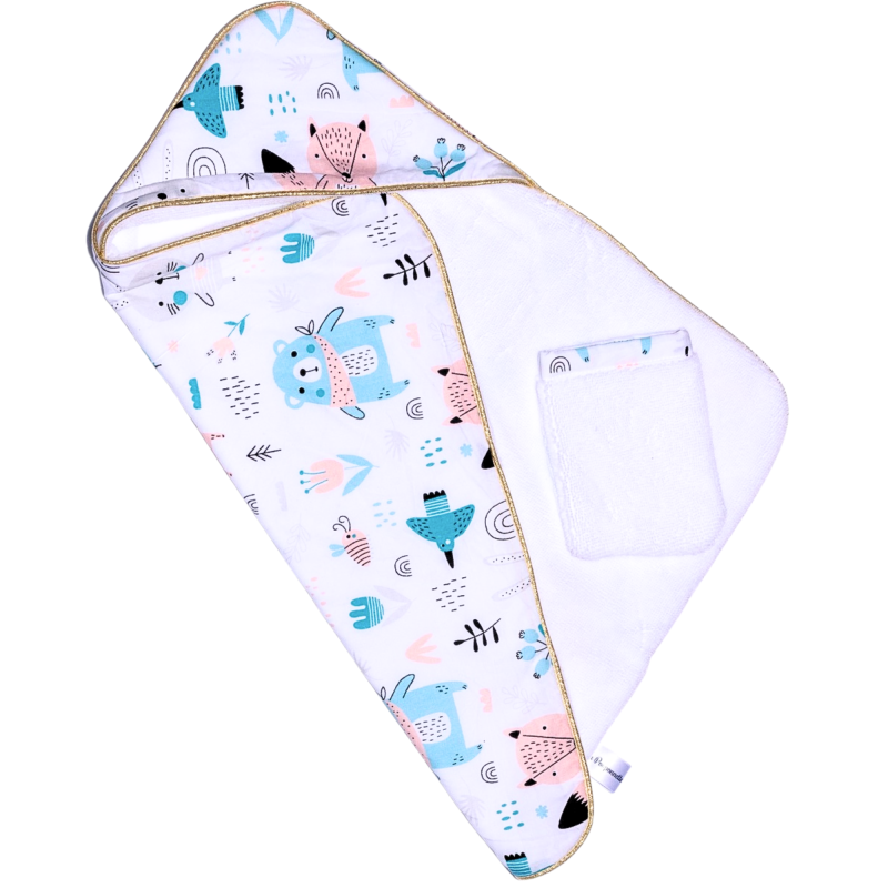 Cape de bain et gant de toilette animaux