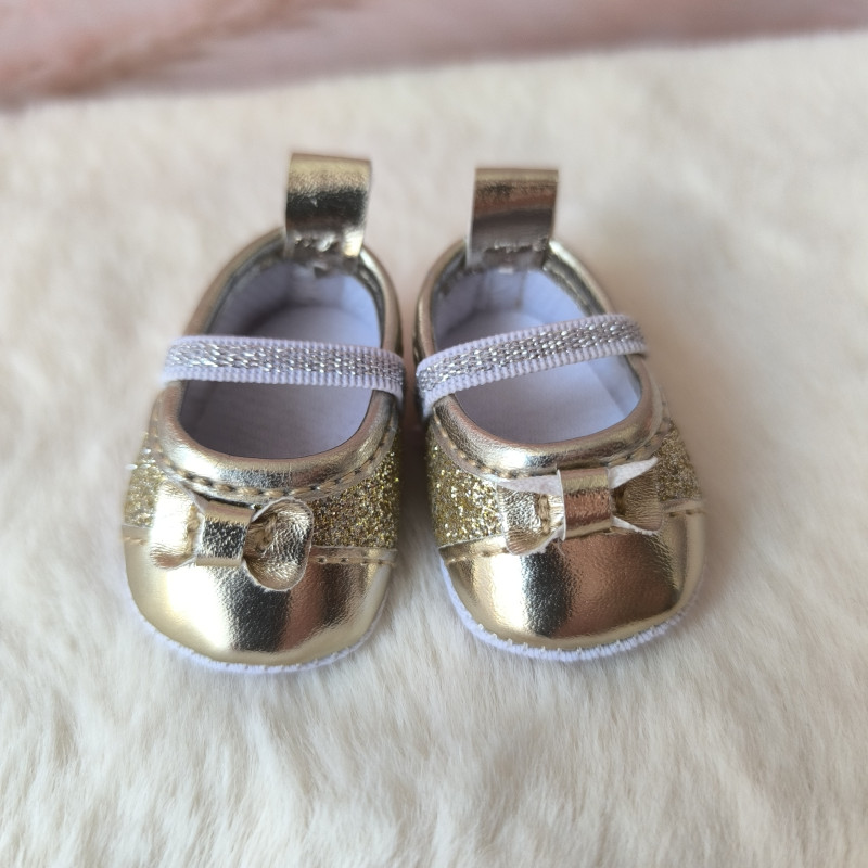 Ballerines pailletées dorées pour poupée 30 à 34 cm | La Pouponnette