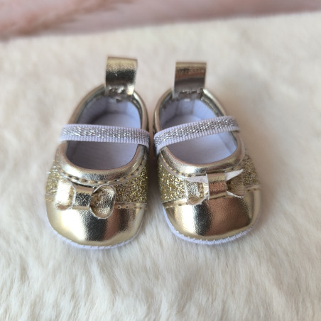 Ballerines pailletées dorées pour poupée 30 à 34 cm | La Pouponnette