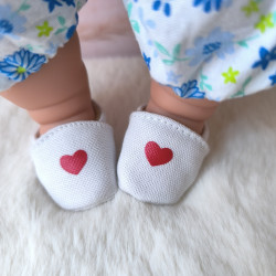 Chaussons coeur pour poupée 30 à 34 cm | La Pouponnette