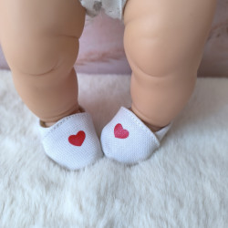Chaussons coeur pour poupée 30 à 34 cm | La Pouponnette
