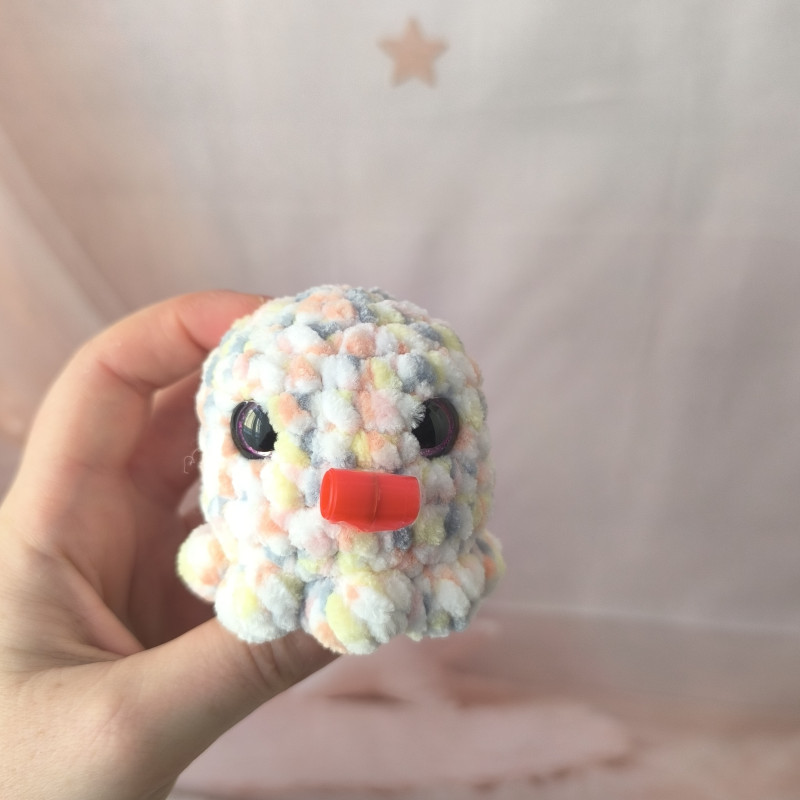 poulpe au crochet rose en laine chenille | Peluche interactive faite main