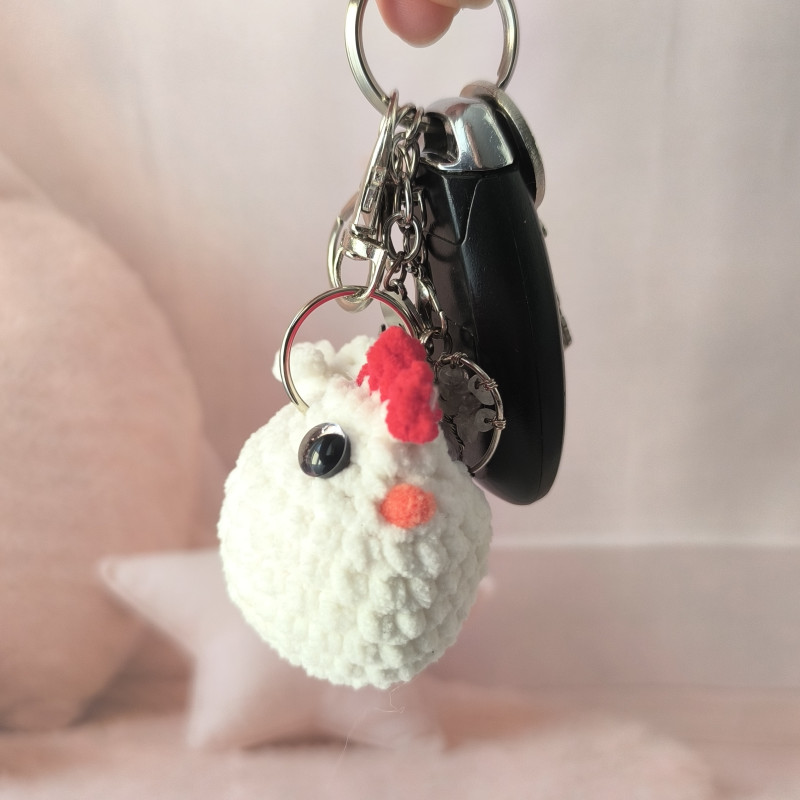 Porte-clés poule au crochet fait main | La Pouponnette