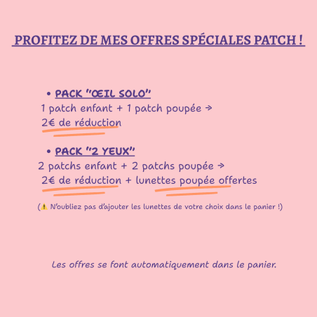 Patch oculaire poupée – cache œil doudou enfant en tissu fait main