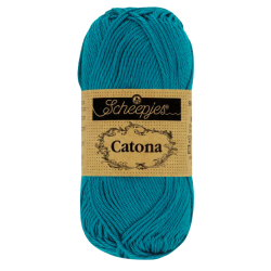 Pelote scheepjes catona 50g coton mercerise couleur bleu pétrole 400
