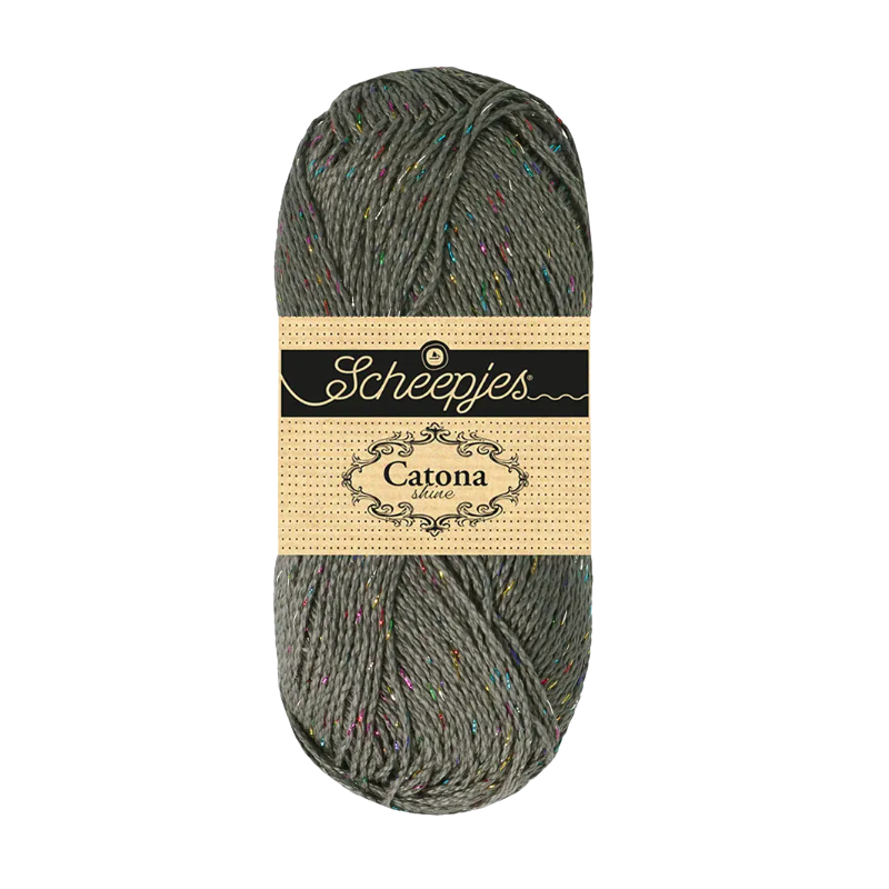 pelote scheepjes catona shine 50g coton couleur gris metal arc-en-ciel 242