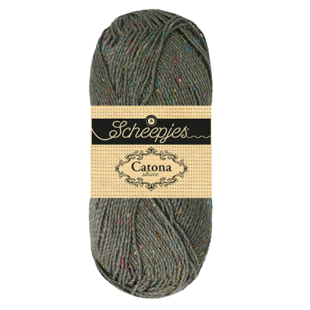 pelote scheepjes catona shine 50g coton couleur gris metal arc-en-ciel 242