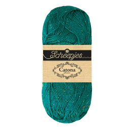 Pelote scheepjes catona shine 50g coton couleur bleu sarcelle foncé arc-en-ciel 401