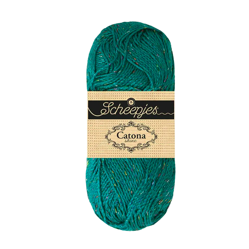 Pelote scheepjes catona shine 50g coton couleur bleu sarcelle foncé arc-en-ciel 401