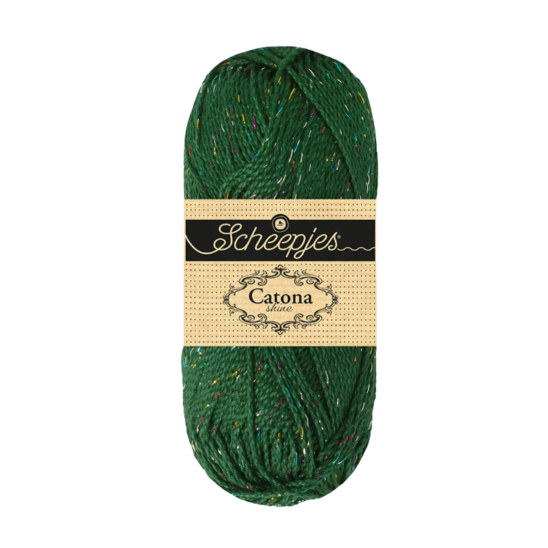 Pelote scheepjes catona shine 50g coton couleur vert sapin arc-en-ciel 525