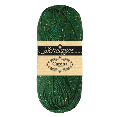 Pelote scheepjes catona shine 50g coton couleur vert sapin arc-en-ciel 525