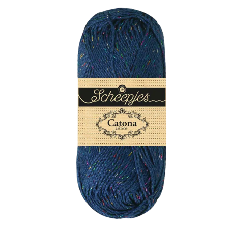 Pelote scheepjes catona shine 50g coton couleur bleu minuit arc-en-ciel 527