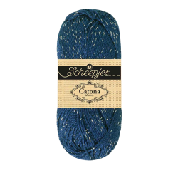 Pelote scheepjes catona shine 50g coton couleur bleu minuit argenté 527