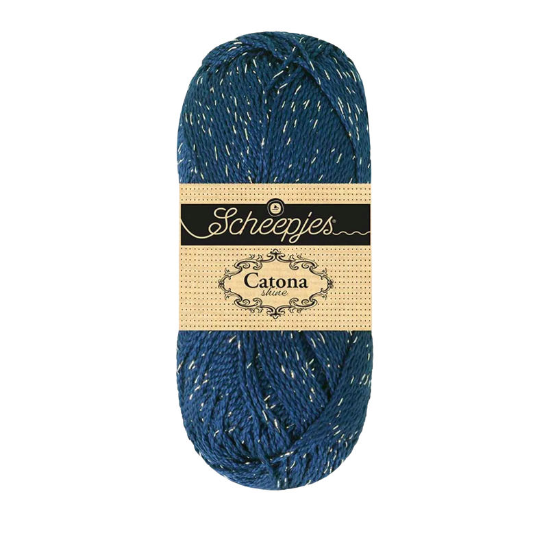 Pelote scheepjes catona shine 50g coton couleur bleu minuit argenté 527