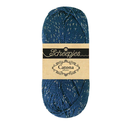 Pelote scheepjes catona shine 50g coton couleur bleu minuit argenté 527