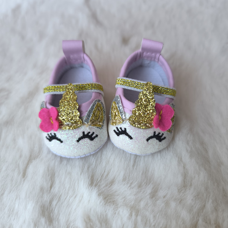 Ballerines licornes pailletées pour poupée 30 à 34 cm | La Pouponnette