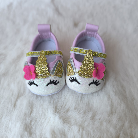Ballerines licornes pailletées pour poupée 30 à 34 cm | La Pouponnette