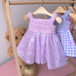 Robe crochet et tissu pour poupée | Vêtement fait main