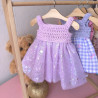 Robe crochet et tissu pour poupée | Vêtement fait main