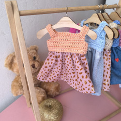Robe crochet et tissu pour poupée | Vêtement fait main