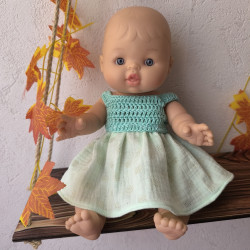 Robe crochet et tissu pour poupée | Vêtement fait main