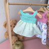 Robe crochet et tissu pour poupée | Vêtement fait main