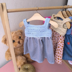 Robe crochet et tissu pour poupée | Vêtement fait main