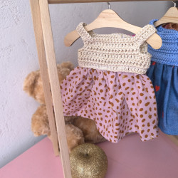 Robe crochet et tissu pour poupée | Vêtement fait main