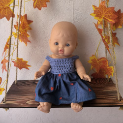 Robe crochet et tissu pour poupée | Vêtement fait main