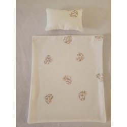 Couffin en crochet avec base en bois pour poupée jusqu'à 38 cm - Choix de matelas et parure